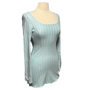 Tiger Mist Brenden Blue Long Bell Sleeve Mini Dress Size Small